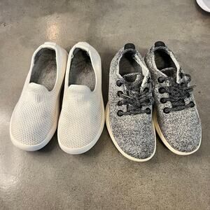 All Birds Gray wool runner sneaker White Lounger shoes womens size 7 bundle